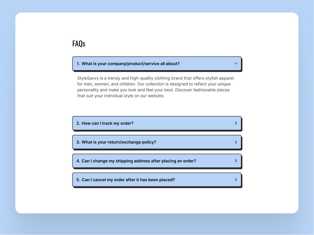 faqs section